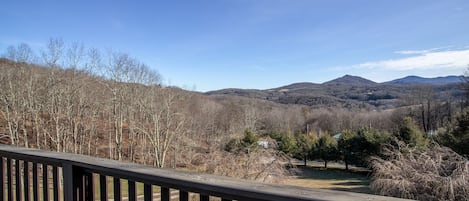 Layered Long Range Mountain Views from Main Level Rear Deck of Mountain Skye Lodge