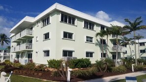 Our unit is top floor on this corner of building - note oversized windows!