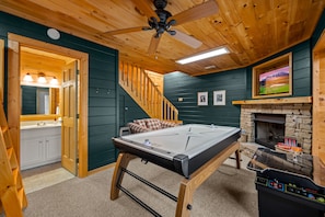 Bedroom 3: Finished Basement. Fireplace. 43" Smart TV. Air Hockey. Pac-Man.