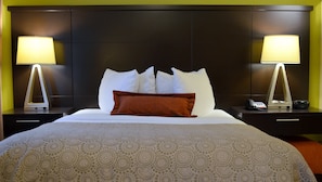 Drift to sleep in this plush bed.