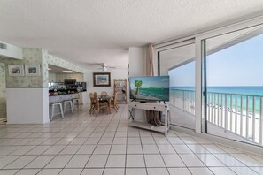 Enjoy your favorite TV shows on the flat screen TV