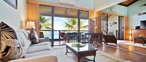 Oceanfront living room off of the dining room.