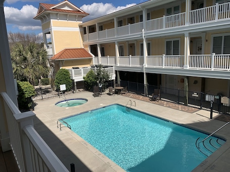 Courtyard with pool, hot tub, grills for cooking