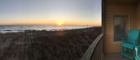 Beautiful sunrise from the oceanfront balcony. 