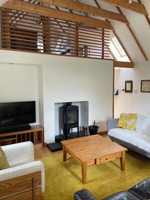 Living room with woodburning stove