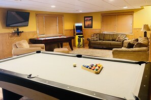 First floor living room/game room
Shuffle board, Pac Man, Pool table, Air Hockey