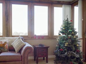 Festive décor in the living room | The Grange - The Lookout Holidays, Hope-under-Dinmore