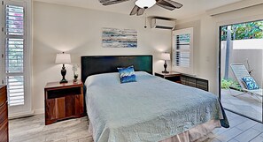 Master Bedroom - Serene setting in your bedroom with warm, calming hues, split A/C and breezy ceiling fan
