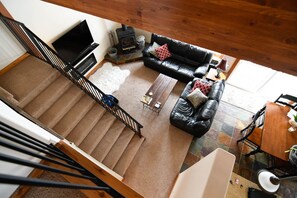 View from loft into main floor.