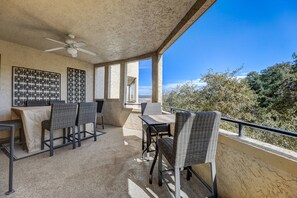 Private balcony with treetop and Lake Travis views