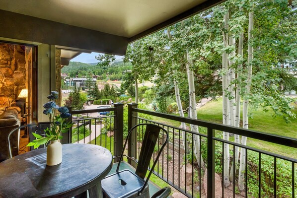 The private balcony is located just off of the living room providing an additional space to unwind during your vacation.
