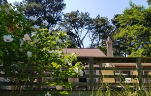 Large deck is comfortable and private