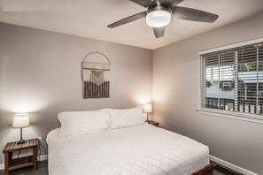 Guest bedroom with another very comfortable king-sized bed and plenty of closet space.