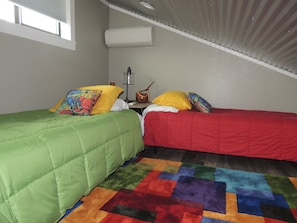 The loft has two twin beds perfect for kids!