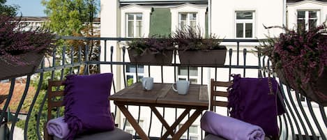 Balcony overlooking  courtyard