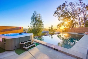 The hot tub next to the pool also has great views, and is perfect for relaxing!