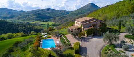 The house and pool are west facing. 