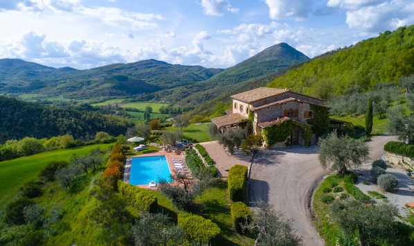 The house and pool are west facing. 