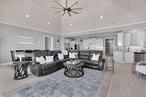 large open floor plan. cathedral ceilings