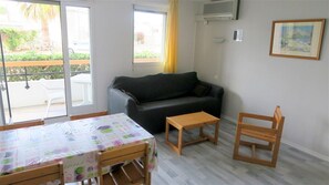 The main living room and the east facing balcony