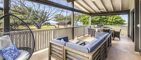 Ocean view from the upstairs lanai, perfect for lounging