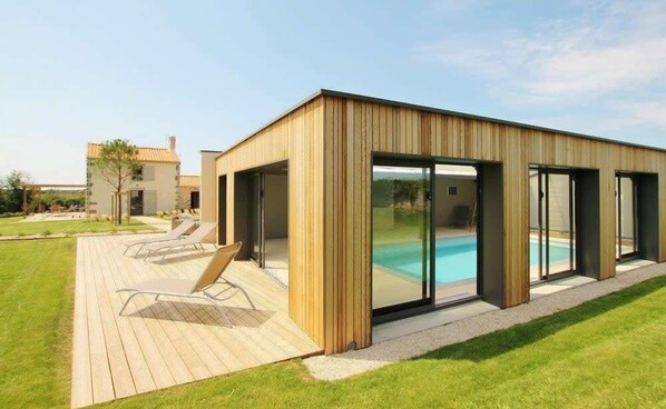 Inside heated pool