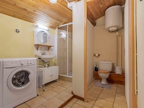 Laundry Room, Property, Building, Clothes Dryer, Toilet, Plumbing Fixture, Washing Machine, Bathroom, Interior Design, Purple