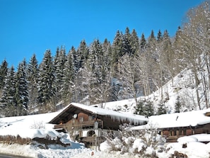 Sky, Snow, Plant, Building, House, Slope, Mountain, Natural Landscape, Larch, Biome