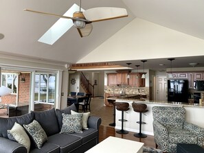 View from living room into kitchen 