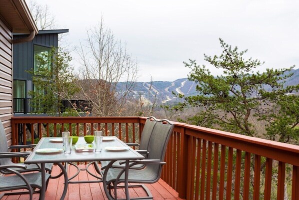 View from the deck of the ski slopes