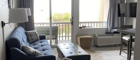 Living Room overlooking the Crystal River and Lake Michigan