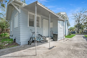 Plenty of parking in our abnormally long driveway, along with two bikes for you.