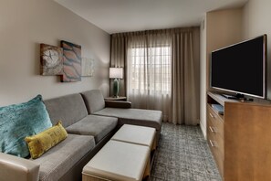 Relax in the bright living area.