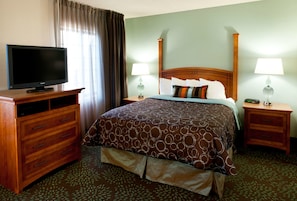 Drift to sleep in this plush bed.