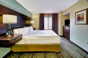 Drift to sleep in the comfortable bed.