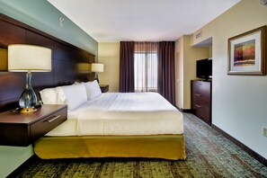 Drift to sleep in the comfortable bed.