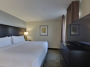 Drift to sleep in this plush bed.