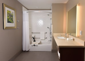 Get ready for your day in the bathroom.
