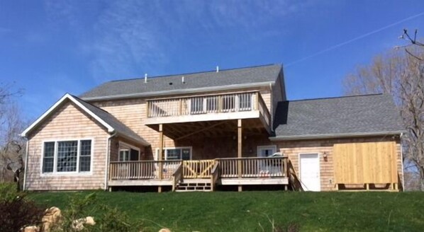 Back Yard with 2 Large Decks, Beautiful Views, and Huge Outdoor Shower