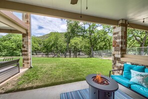 Beautiful Guadalupe River views from this ground floor patio!