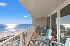 Balcony with direct Gulf views.  Access from living and main bedroom!
