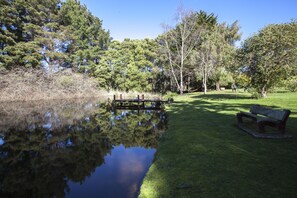 Enjoy the serenity of our natural spring - canoes are available.