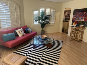 Living area- Lots of natural light and color