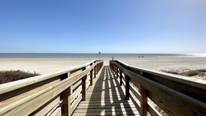 Walkover with ramped ends makes an easy walk to the beautiful beach