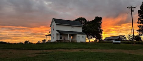 Beautiful sunset on the farm