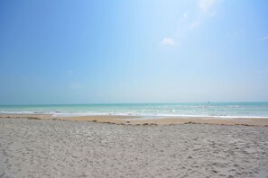 Fully re-nourished beach just steps from the front door (1 minute or less walk)