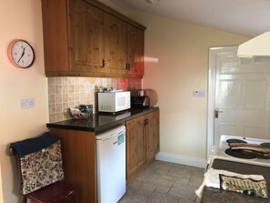 Kitchen and bathroom door.