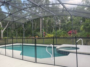 Pool & Spa hand rails for ease of entry. Totally private pool