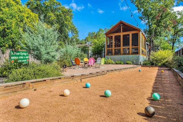 Regulation bocce ball court in the private backyard