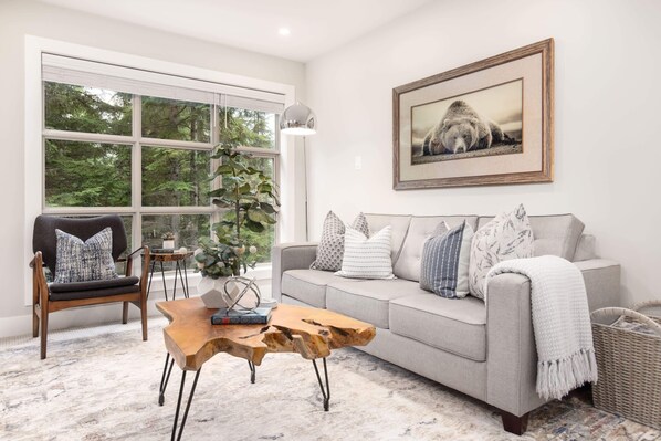 Relax in style & comfort surrounded by Whistler-inspired decor.